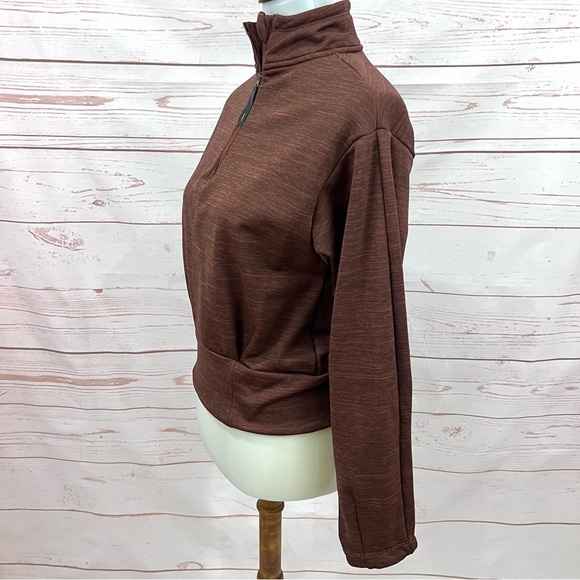 Athleta Half Zip Altitude Polartec Fleece Crop Mock Neck Sweatshirt Rust - Picture 8 of 15